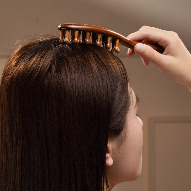 Wooden scalp and body massage comb