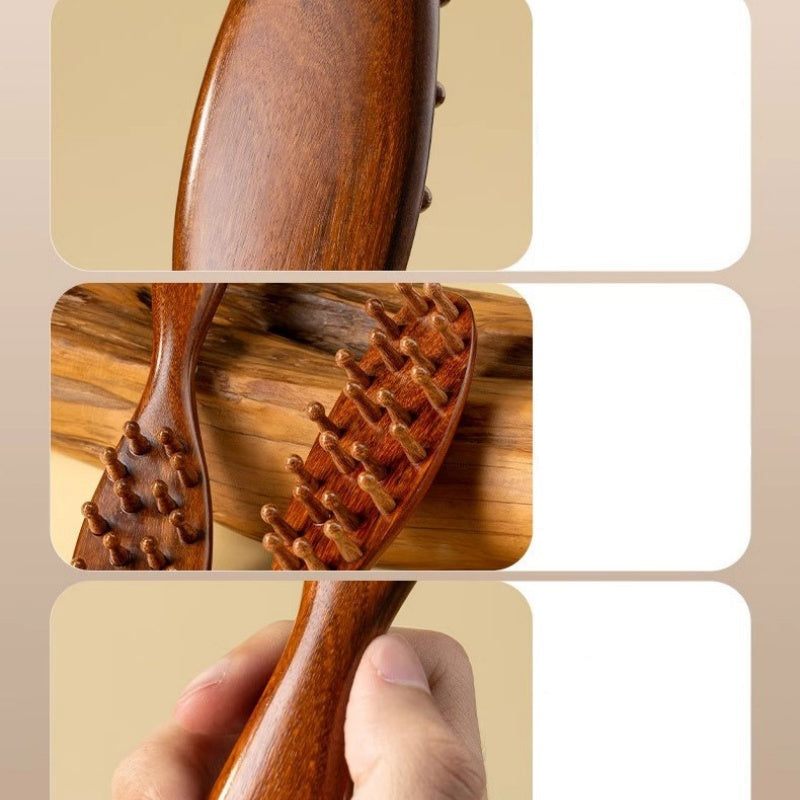 Wooden scalp and body massage comb