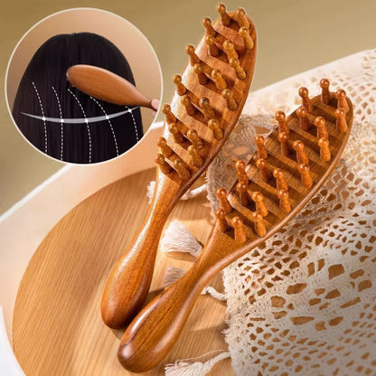 Wooden scalp and body massage comb