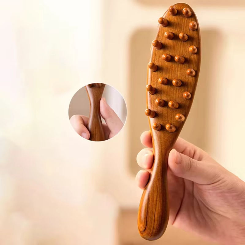 Wooden scalp and body massage comb