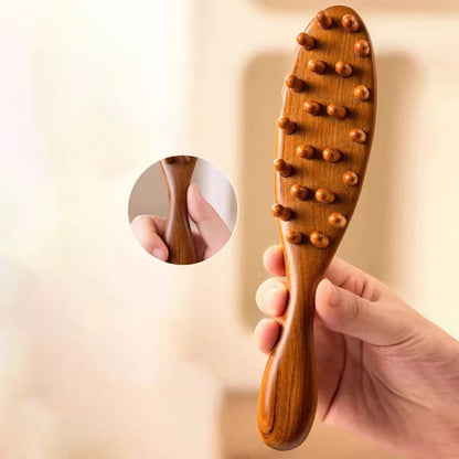 Wooden scalp and body massage comb